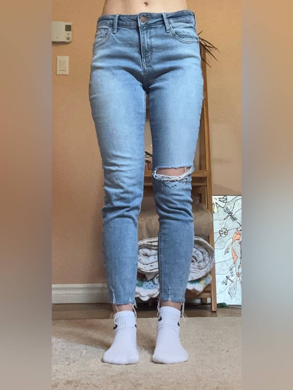 Old Navy Light Blue Ripped Skinny Jeans